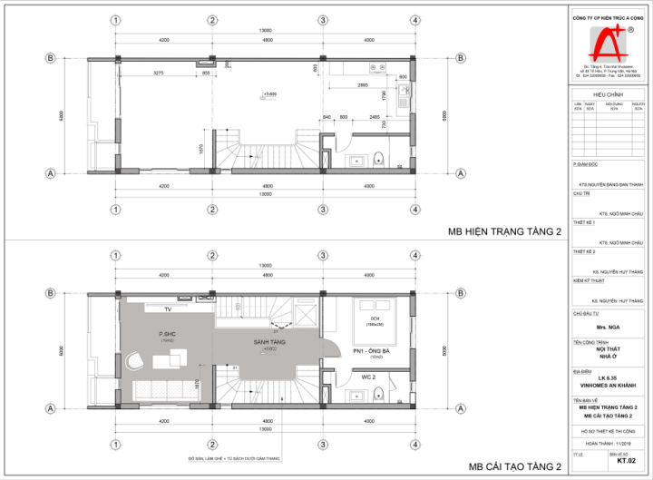 Thiết kế biệt thự Vinhomes Thăng Long LK6: mặt bằng cải tạo tầng 2